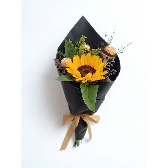 Mini Buquê de Girassol e Ferrero