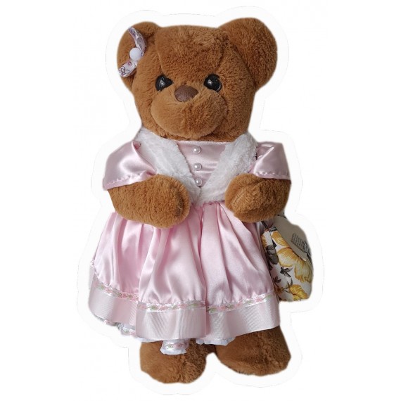  Urso Decore em pé Marrom com Vestido